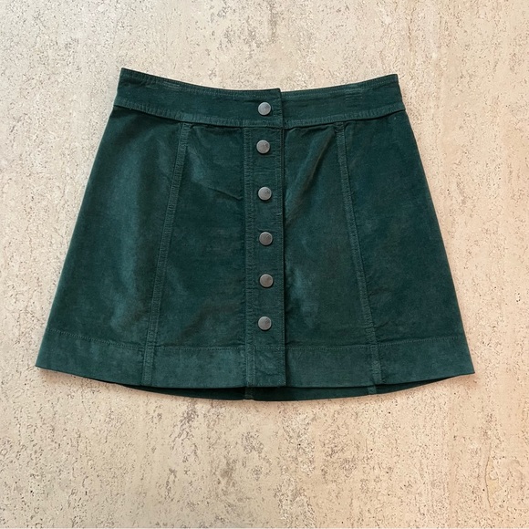 Madewell Velveteen Green A-Line Button Front Mini Skirt - Picture 11 of 11